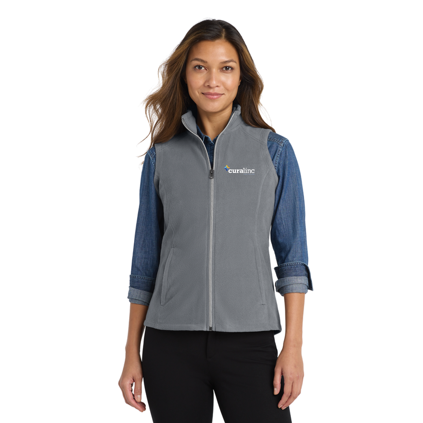 Port Authority® Ladies Microfleece Vest - Pearl Grey