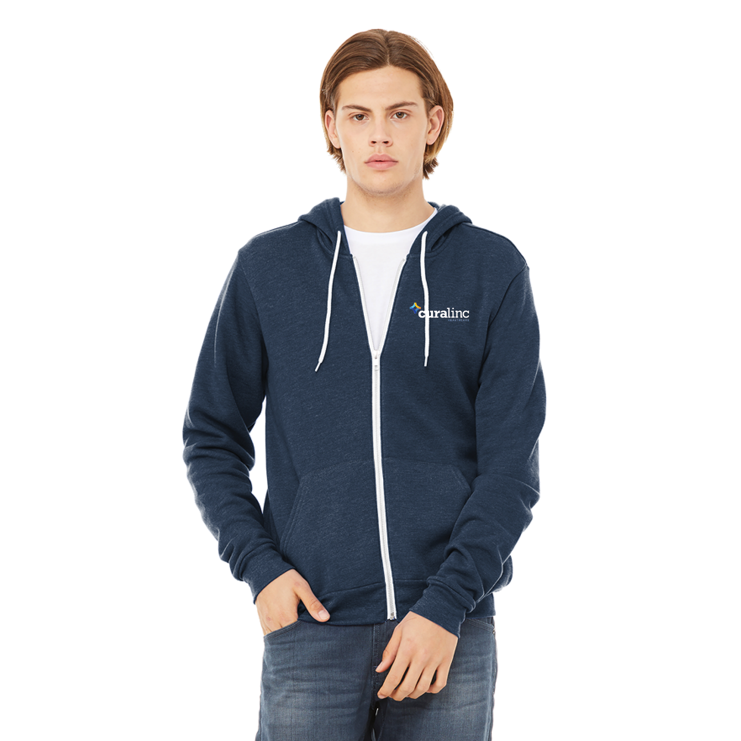 BELLA+CANVAS ® Unisex Sponge Fleece Full-Zip Hoodie - Heather Navy