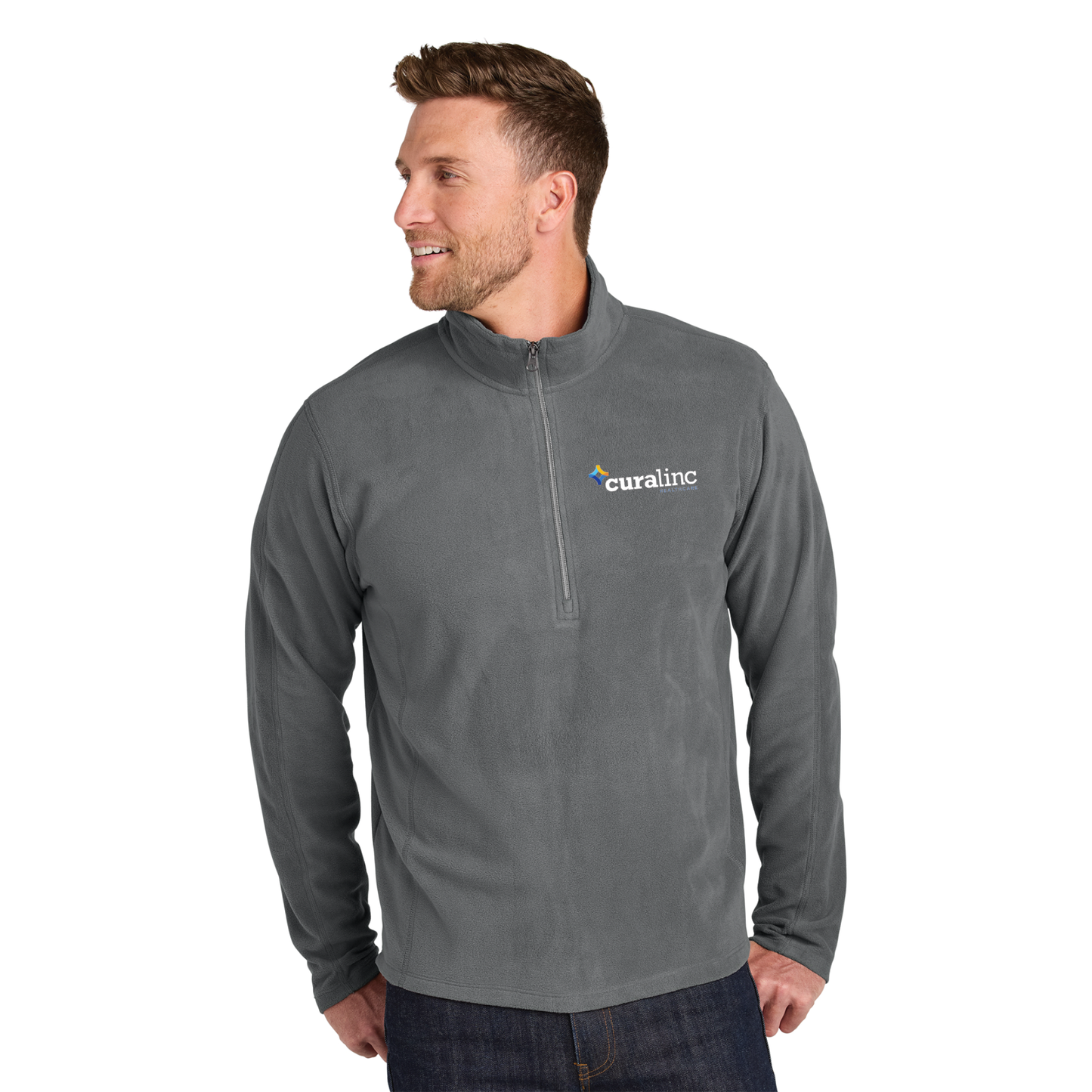 Port Authority® Microfleece 1/2-Zip Pullover (Mens) - Pearl Grey
