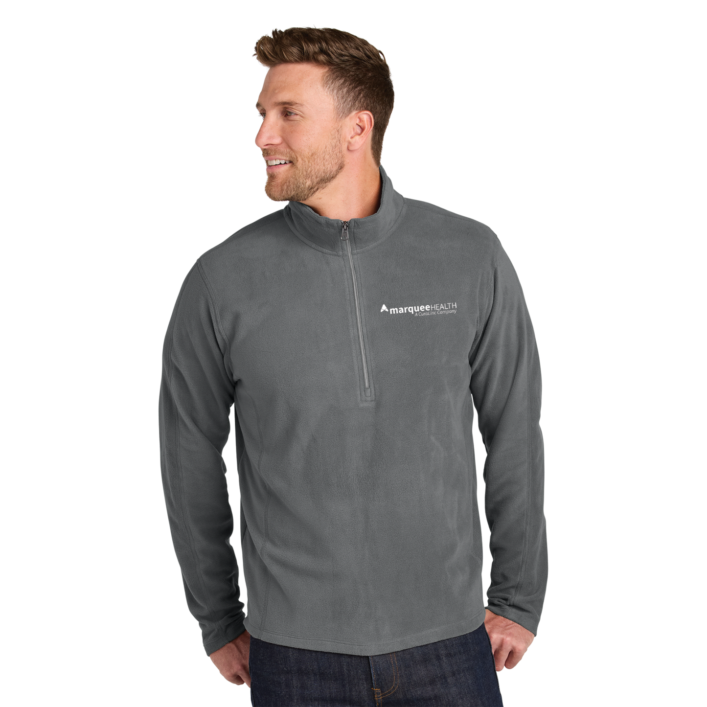 Port Authority® Microfleece 1/2-Zip Pullover (Mens) - Pearl Grey