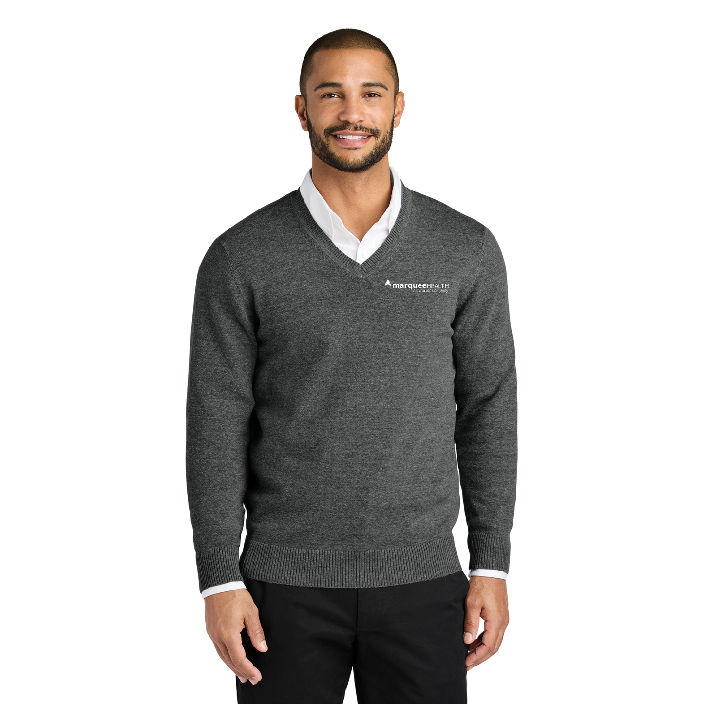 Port Authority® Easy Care V-Neck Sweater - Charcoal Heather