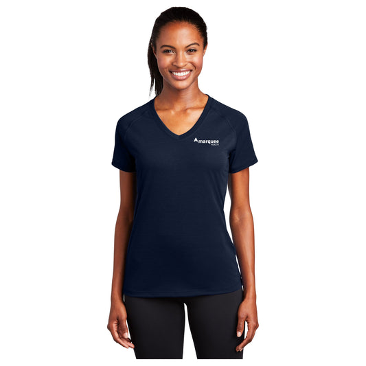 Ladies Navy Dri-Fit V Neck TeeLST700